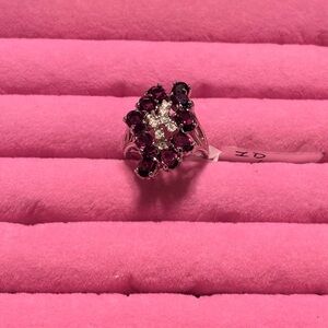 Sterling silver purple and clear cz ring size 7